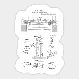 Safety Gate for elevator Vintage Patent Hand Drawing Sticker